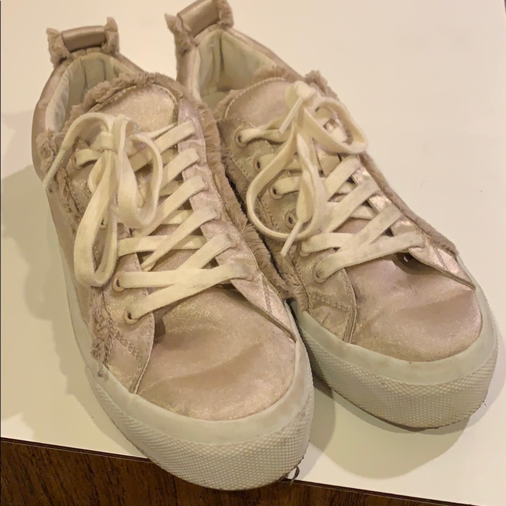 Zara TRT beige champagne satin sneaker 38